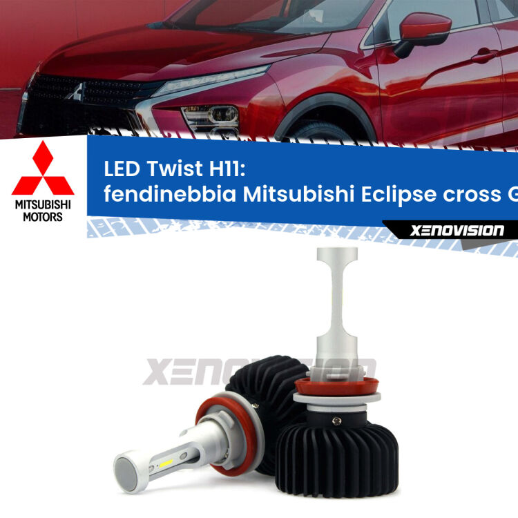 <strong>Kit fendinebbia LED</strong> H11 per <strong>Mitsubishi Eclipse cross</strong> GK 2017 in poi. Compatte, impermeabili, senza ventola: praticamente indistruttibili. Top Quality.