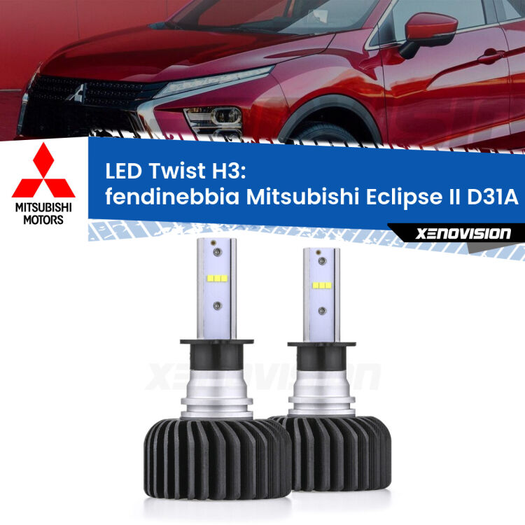 <strong>Kit fendinebbia LED</strong> H3 per <strong>Mitsubishi Eclipse II</strong> D31A 1995 - 1999. Compatte, impermeabili, senza ventola: praticamente indistruttibili. Top Quality.