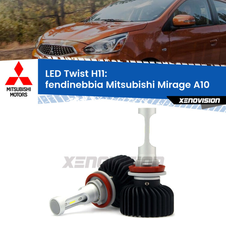 <strong>Kit fendinebbia LED</strong> H11 per <strong>Mitsubishi Mirage</strong> A10 2013 in poi. Compatte, impermeabili, senza ventola: praticamente indistruttibili. Top Quality.
