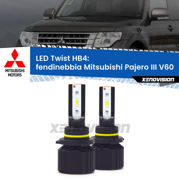 Fendinebbia LED Mitsubishi Pajero III V60 2000 - 2007: HB4 11,000Lm <strong>Kit fendinebbia LED</strong> HB4 per <strong>Mitsubishi Pajero III</strong> V60 2000 - 2007. Compatte, impermeabili, senza ventola: praticamente indistruttibili. Top Quality.