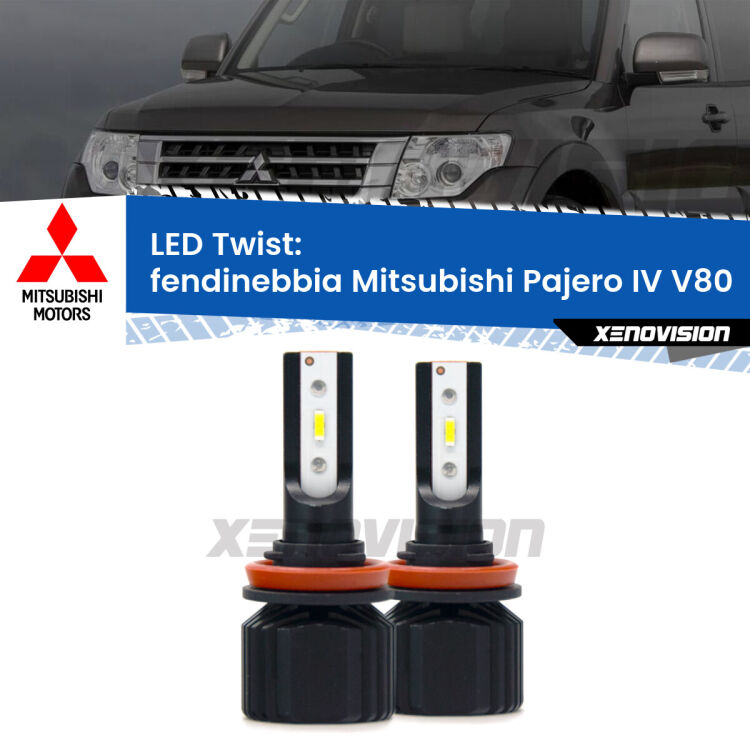 Fendinebbia LED Mitsubishi Pajero IV V80 2007 - 2021: Twist 11,000Lm <strong>Kit fendinebbia LED</strong> per <strong>Mitsubishi Pajero IV</strong> V80 2007 - 2021. Compatte, impermeabili, senza ventola: praticamente indistruttibili. Top Quality.