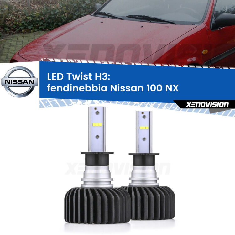 <strong>Kit fendinebbia LED</strong> H3 per <strong>Nissan 100 NX</strong>  1990 - 1994. Compatte, impermeabili, senza ventola: praticamente indistruttibili. Top Quality.