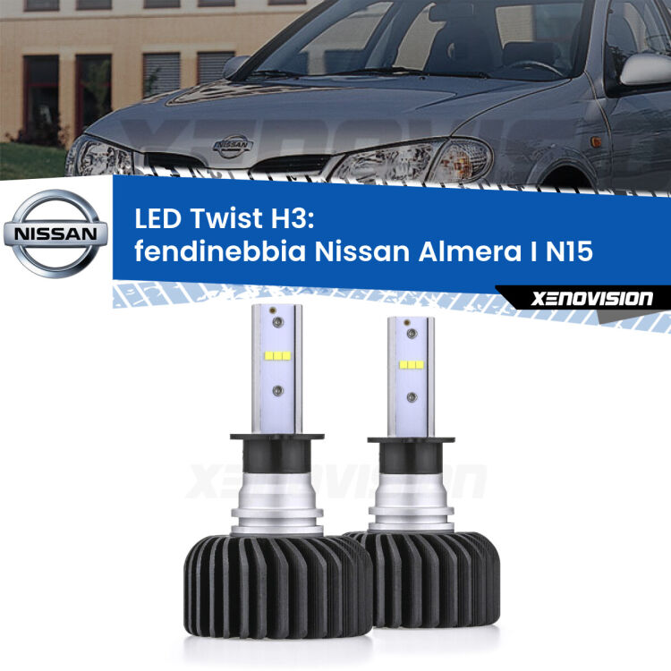 <strong>Kit fendinebbia LED</strong> H3 per <strong>Nissan Almera I</strong> N15 1995 - 2000. Compatte, impermeabili, senza ventola: praticamente indistruttibili. Top Quality.