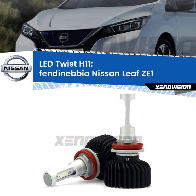 <strong>Kit fendinebbia LED</strong> H11 per <strong>Nissan Leaf</strong> ZE1 2017 in poi. Compatte, impermeabili, senza ventola: praticamente indistruttibili. Top Quality.