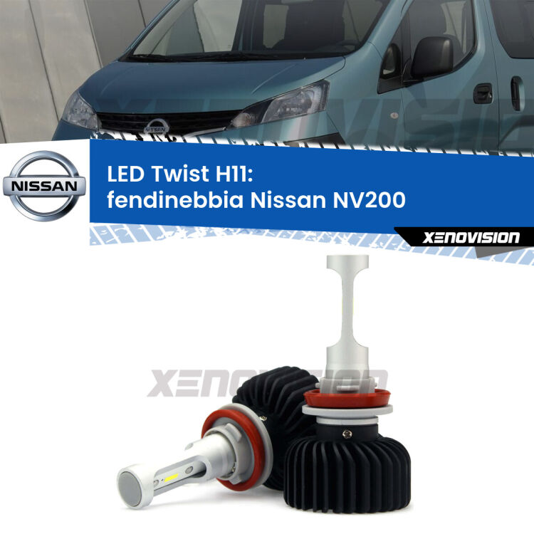 <strong>Kit fendinebbia LED</strong> H11 per <strong>Nissan NV200</strong>  2010 - 2019. Compatte, impermeabili, senza ventola: praticamente indistruttibili. Top Quality.