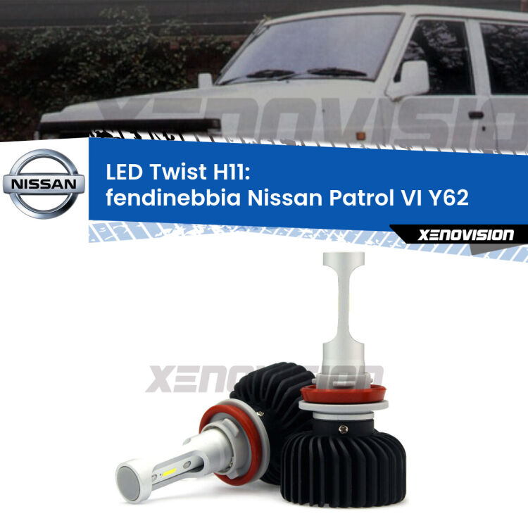 <strong>Kit fendinebbia LED</strong> H11 per <strong>Nissan Patrol VI</strong> Y62 2010 in poi. Compatte, impermeabili, senza ventola: praticamente indistruttibili. Top Quality.