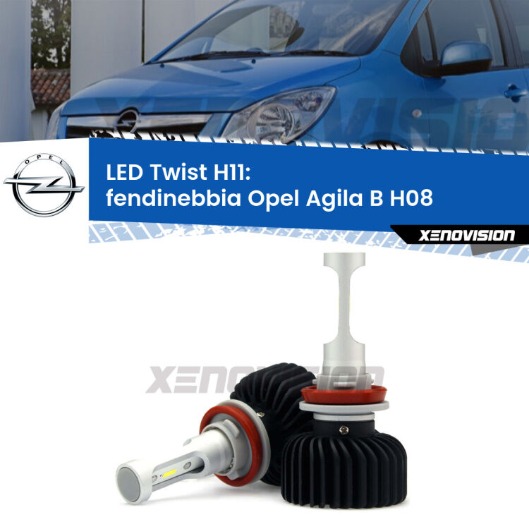<strong>Kit fendinebbia LED</strong> H11 per <strong>Opel Agila B</strong> H08 2008 - 2014. Compatte, impermeabili, senza ventola: praticamente indistruttibili. Top Quality.