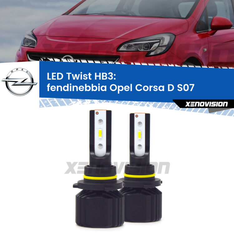 Fendinebbia LED Opel Corsa D S07 Versione 2: HB3 11,000Lm <strong>Kit fendinebbia LED</strong> HB3 per <strong>Opel Corsa D</strong> S07 Versione 2. Compatte, impermeabili, senza ventola: praticamente indistruttibili. Top Quality.