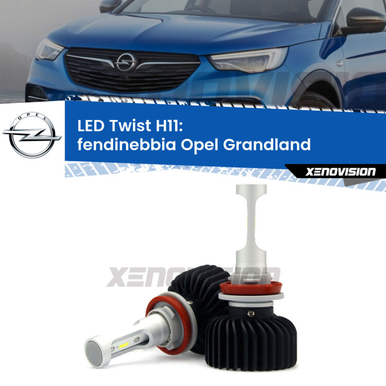 <strong>Kit fendinebbia LED</strong> H11 per <strong>Opel Grandland</strong>  2017 in poi. Compatte, impermeabili, senza ventola: praticamente indistruttibili. Top Quality.