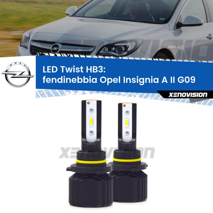 Fendinebbia LED Opel Insignia A II G09 2014 - 2017: HB3 11,000Lm <strong>Kit fendinebbia LED</strong> HB3 per <strong>Opel Insignia A II</strong> G09 2014 - 2017. Compatte, impermeabili, senza ventola: praticamente indistruttibili. Top Quality.