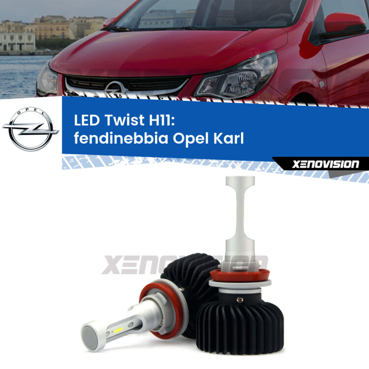 <strong>Kit fendinebbia LED</strong> H11 per <strong>Opel Karl</strong>  2015 - 2018. Compatte, impermeabili, senza ventola: praticamente indistruttibili. Top Quality.