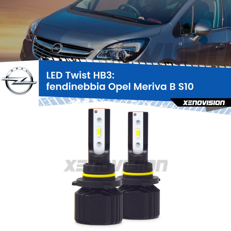 <strong>Kit fendinebbia LED</strong> HB3 per <strong>Opel Meriva B</strong> S10 2010 - 2017. Compatte, impermeabili, senza ventola: praticamente indistruttibili. Top Quality.