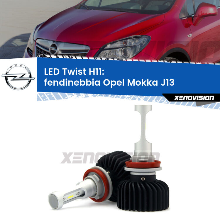 <strong>Kit fendinebbia LED</strong> H11 per <strong>Opel Mokka</strong> J13 2012 - 2019. Compatte, impermeabili, senza ventola: praticamente indistruttibili. Top Quality.