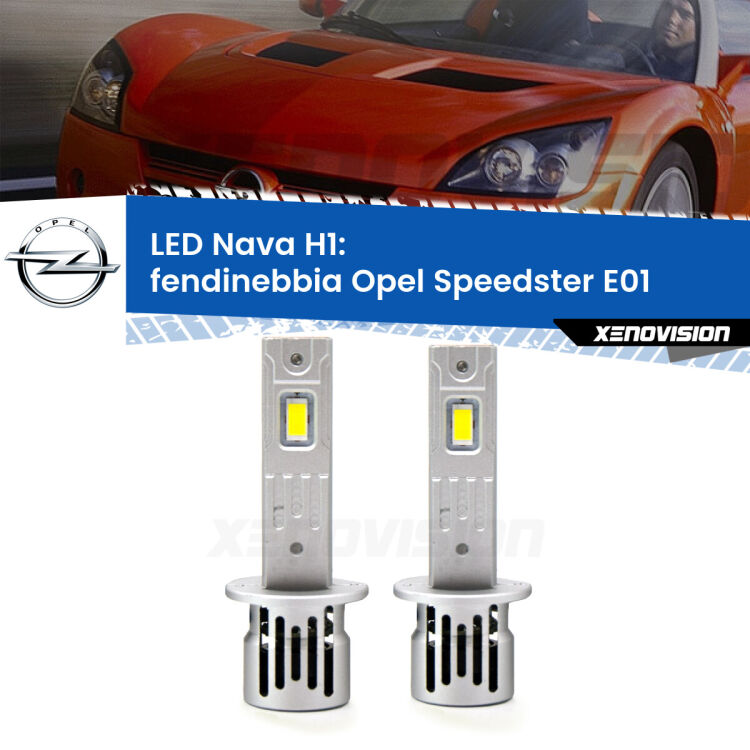 Fendinebbia LED Opel Speedster E01 2000 - 2006: H1 Nava <strong>Fendinebbia LED no-spie per Opel Speedster</strong> E01 2000 - 2006. Coppia lampade <strong> H1</strong> modello Nava canbus, raffreddate a ventola.