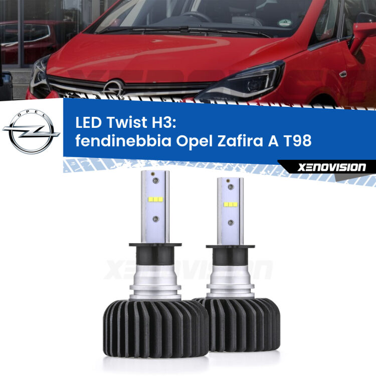 <strong>Kit fendinebbia LED</strong> H3 per <strong>Opel Zafira A</strong> T98 1999 - 2005. Compatte, impermeabili, senza ventola: praticamente indistruttibili. Top Quality.