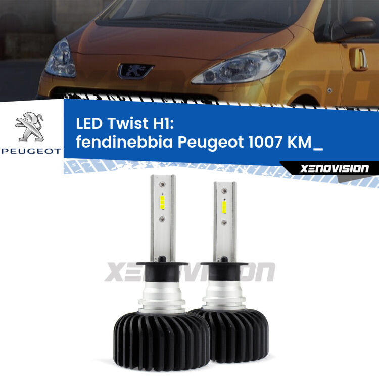 <strong>Kit fendinebbia LED</strong> H1 per <strong>Peugeot 1007</strong> KM_ 2005 - 2009. Compatte, impermeabili, senza ventola: praticamente indistruttibili. Top Quality.