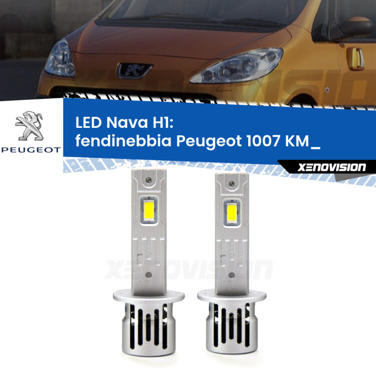 0 Fendinebbia LED Peugeot 1007 KM_ 2005 - 2009: H1 Nava <strong>Fendinebbia LED no-spie per Peugeot 1007</strong> KM_ 2005 - 2009. Coppia lampade <strong> H1</strong> modello Nava canbus, raffreddate a ventola.