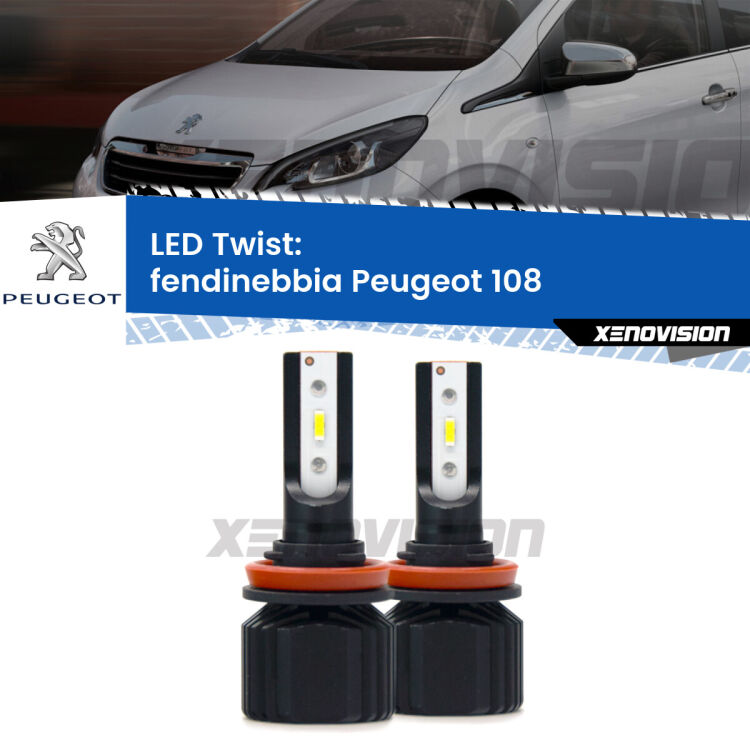 Fendinebbia LED Peugeot 108 Versione 1: Twist 11,000Lm <strong>Kit fendinebbia LED</strong> per <strong>Peugeot 108</strong> Versione 1. Compatte, impermeabili, senza ventola: praticamente indistruttibili. Top Quality.