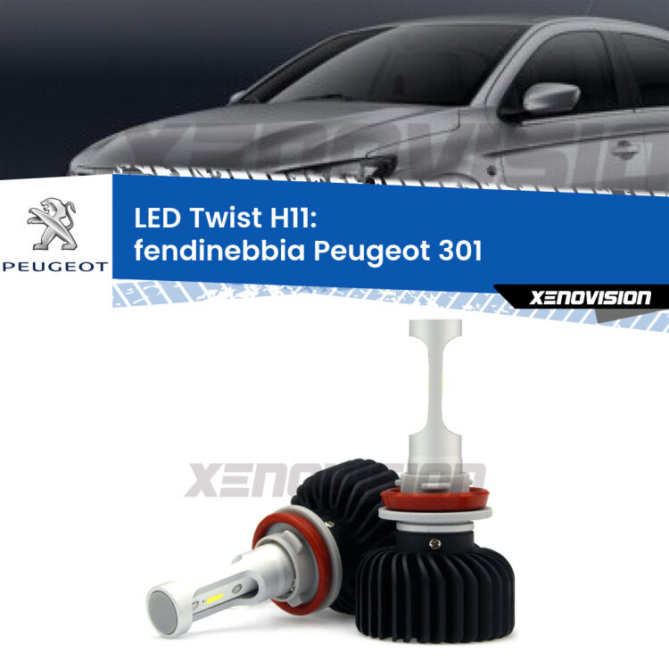 <strong>Kit fendinebbia LED</strong> H11 per <strong>Peugeot 301</strong>  2012 - 2017. Compatte, impermeabili, senza ventola: praticamente indistruttibili. Top Quality.