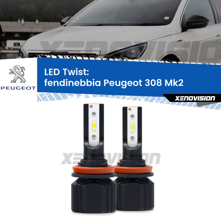 Fendinebbia LED Peugeot 308 Mk2 2013 - 2019: Twist 11,000Lm <strong>Kit fendinebbia LED</strong> per <strong>Peugeot 308</strong> Mk2 2013 - 2019. Compatte, impermeabili, senza ventola: praticamente indistruttibili. Top Quality.
