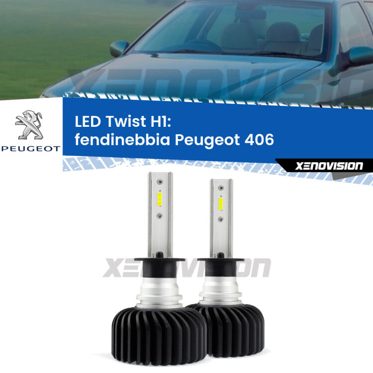 <strong>Kit fendinebbia LED</strong> H1 per <strong>Peugeot 406</strong>  1995 - 2004. Compatte, impermeabili, senza ventola: praticamente indistruttibili. Top Quality.