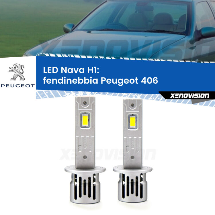 0 Fendinebbia LED Peugeot 406 1995 - 2004: H1 Nava <strong>Fendinebbia LED no-spie per Peugeot 406</strong> 1995 - 2004. Coppia lampade <strong> H1</strong> modello Nava canbus, raffreddate a ventola.