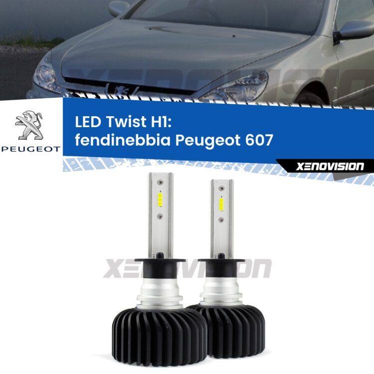 <strong>Kit fendinebbia LED</strong> H1 per <strong>Peugeot 607</strong>  2000 - 2010. Compatte, impermeabili, senza ventola: praticamente indistruttibili. Top Quality.