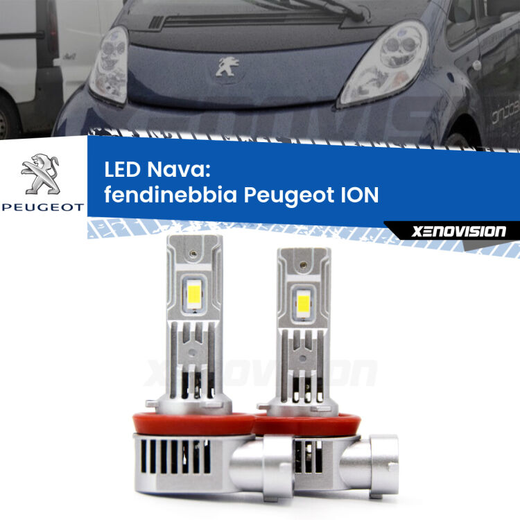 0 Fendinebbia LED Peugeot ION 2010 - 2019: Nava 20,000Lm <strong>Fendinebbia LED no-spie per Peugeot ION</strong> 2010 - 2019. Coppia lampade <strong>H11</strong>/H9/H8/H16(JP) modello Nava canbus, raffreddate a ventola.