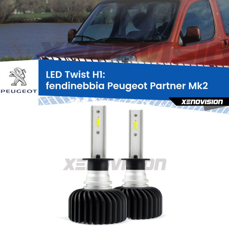 <strong>Kit fendinebbia LED</strong> H1 per <strong>Peugeot Partner</strong> Mk2 2008 - 2011. Compatte, impermeabili, senza ventola: praticamente indistruttibili. Top Quality.