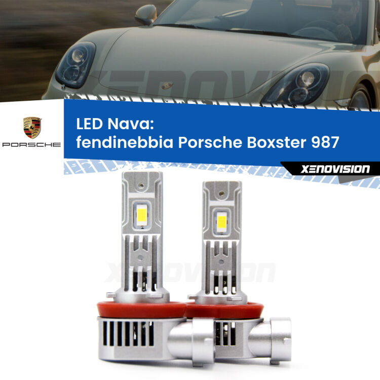 Fendinebbia LED Porsche Boxster 987 2004 - 2012: Nava 20,000Lm <strong>Fendinebbia LED no-spie per Porsche Boxster</strong> 987 2004 - 2012. Coppia lampade <strong>H11</strong>/H9/H8/H16(JP) modello Nava canbus, raffreddate a ventola.