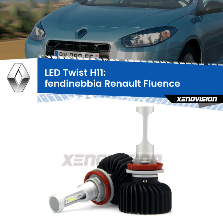 <strong>Kit fendinebbia LED</strong> H11 per <strong>Renault Fluence</strong>  2010 - 2012. Compatte, impermeabili, senza ventola: praticamente indistruttibili. Top Quality.