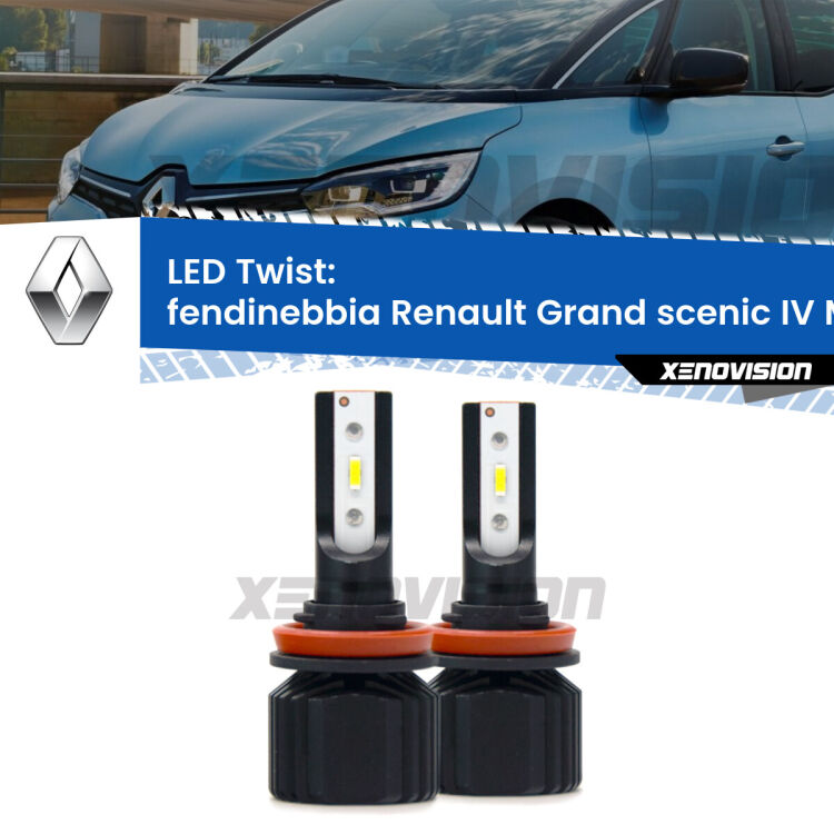 Fendinebbia LED Renault Grand scenic IV Mk4 2016 - 2022: Twist 11,000Lm <strong>Kit fendinebbia LED</strong> per <strong>Renault Grand scenic IV</strong> Mk4 2016 - 2022. Compatte, impermeabili, senza ventola: praticamente indistruttibili. Top Quality.