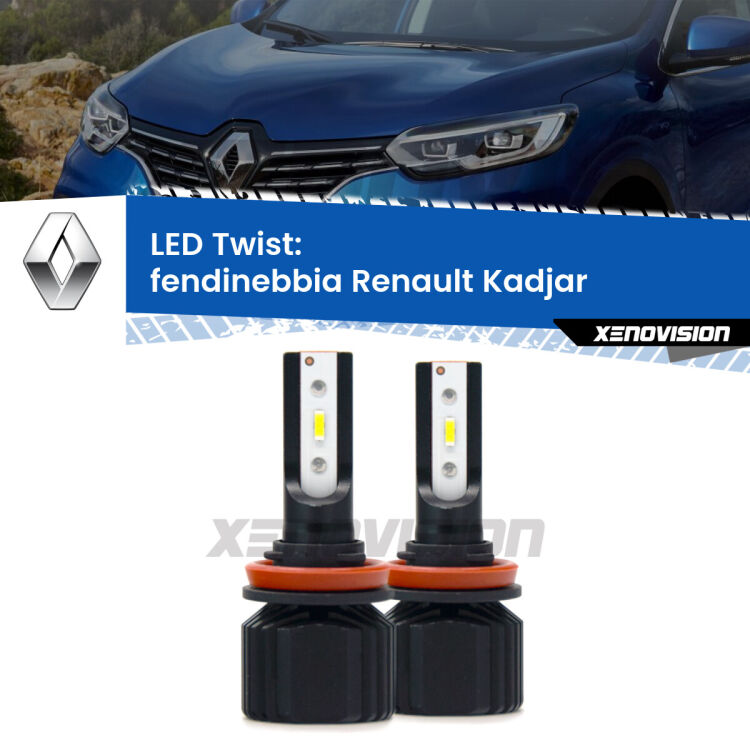 Fendinebbia LED Renault Kadjar  2015 - 2022: Twist 11,000Lm <strong>Kit fendinebbia LED</strong> per <strong>Renault Kadjar</strong>  2015 - 2022. Compatte, impermeabili, senza ventola: praticamente indistruttibili. Top Quality.