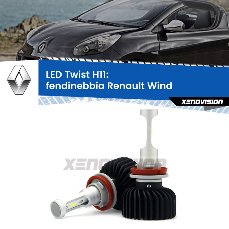 <strong>Kit fendinebbia LED</strong> H11 per <strong>Renault Wind</strong>  2010 - 2013. Compatte, impermeabili, senza ventola: praticamente indistruttibili. Top Quality.