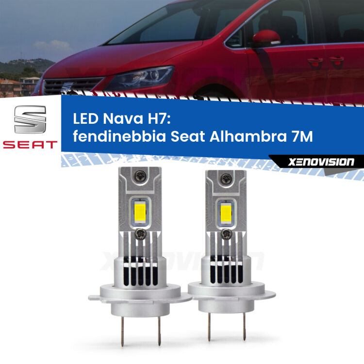 0 Fendinebbia LED Seat Alhambra 7M 2001 - 2010: H7 Nava <strong>Fendinebbia LED no-spie per Seat Alhambra</strong> 7M 2001 - 2010. Coppia lampade <strong>H7</strong> modello Nava canbus, raffreddate a ventola.