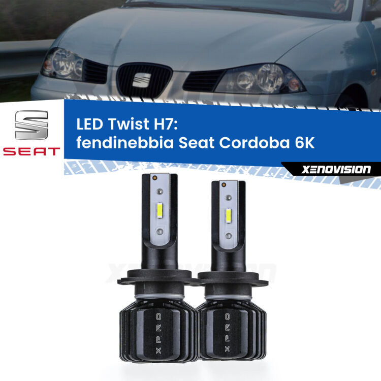 <strong>Kit fendinebbia LED</strong> H7 per <strong>Seat Cordoba</strong> 6K 2000 - 2002. Compatte, impermeabili, senza ventola: praticamente indistruttibili. Top Quality.