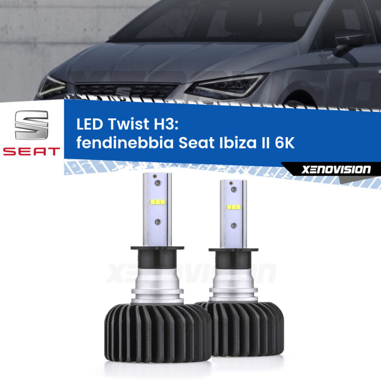 <strong>Kit fendinebbia LED</strong> H3 per <strong>Seat Ibiza II</strong> 6K 1993 - 2000. Compatte, impermeabili, senza ventola: praticamente indistruttibili. Top Quality.