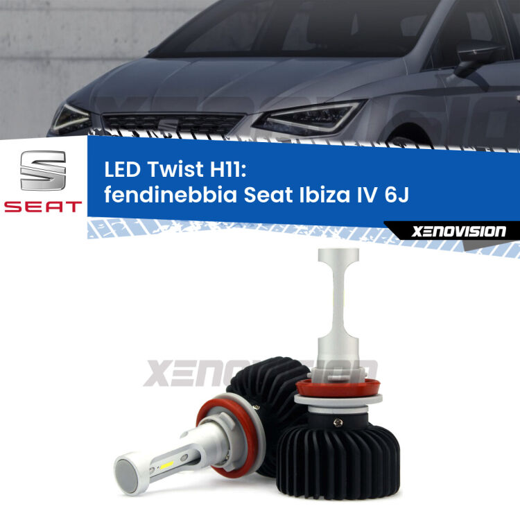 <strong>Kit fendinebbia LED</strong> H11 per <strong>Seat Ibiza IV</strong> 6J 2013 - 2015. Compatte, impermeabili, senza ventola: praticamente indistruttibili. Top Quality.