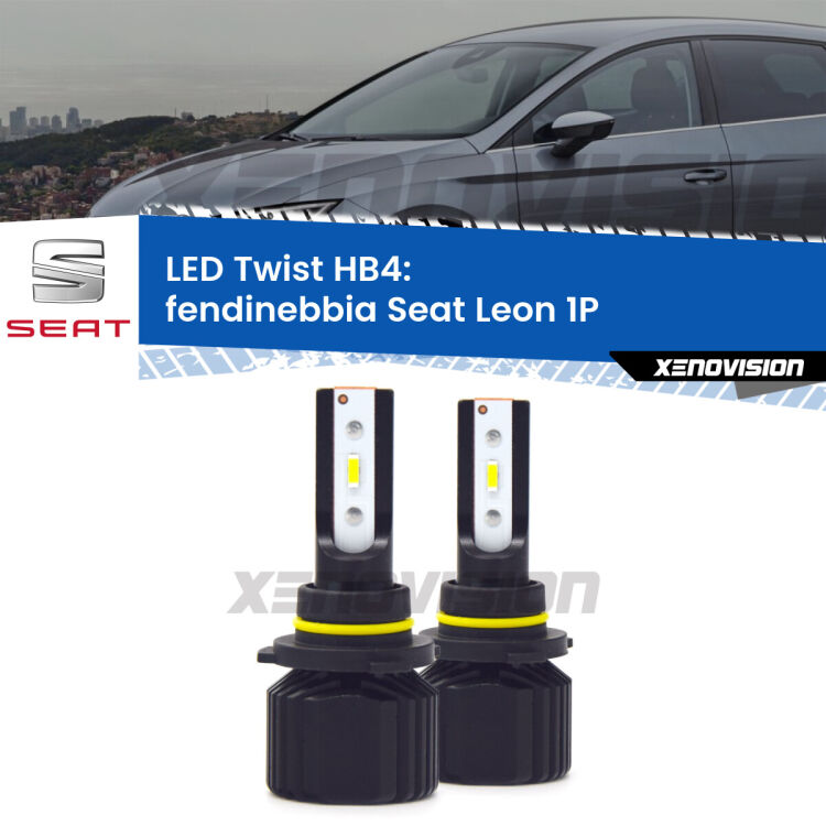 Fendinebbia LED Seat Leon 1P 2009 - 2012: HB4 11,000Lm <strong>Kit fendinebbia LED</strong> HB4 per <strong>Seat Leon</strong> 1P 2009 - 2012. Compatte, impermeabili, senza ventola: praticamente indistruttibili. Top Quality.