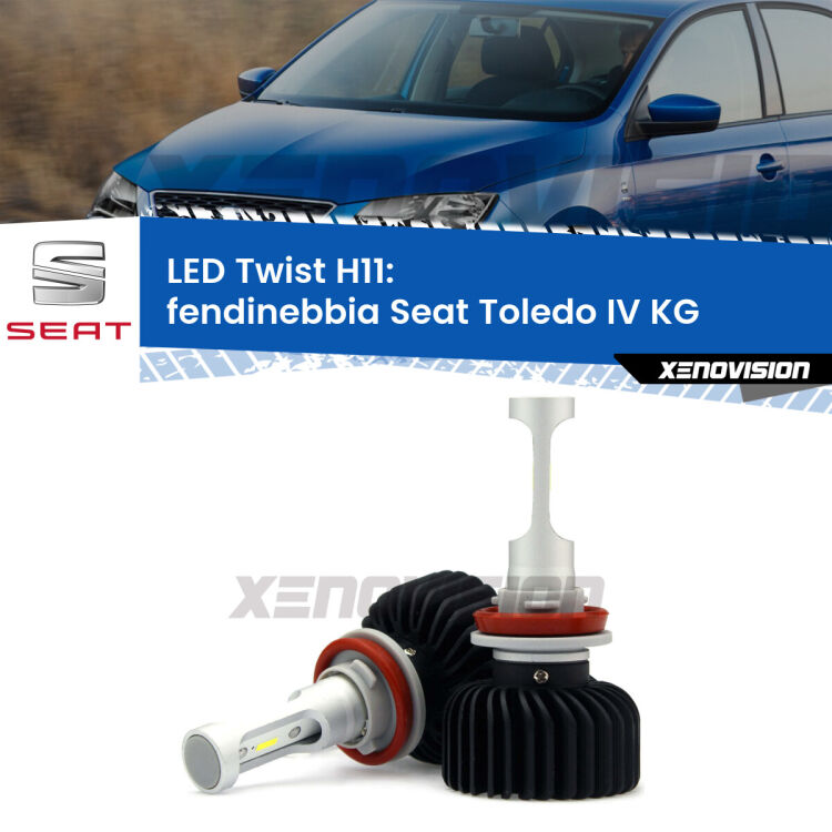 <strong>Kit fendinebbia LED</strong> H11 per <strong>Seat Toledo IV</strong> KG 2012 - 2019. Compatte, impermeabili, senza ventola: praticamente indistruttibili. Top Quality.