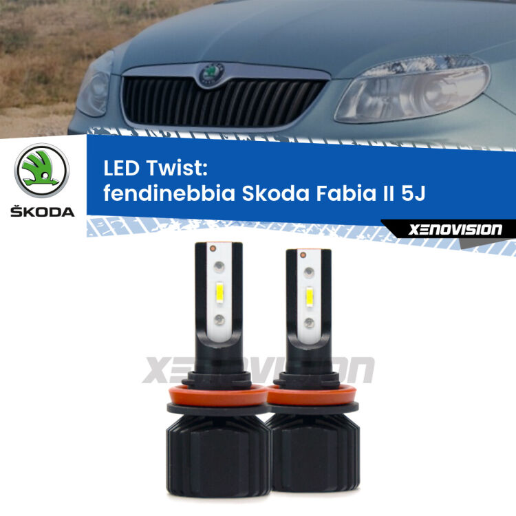 Fendinebbia LED Skoda Fabia II 5J 2011 - 2014: Twist 11,000Lm <strong>Kit fendinebbia LED</strong> per <strong>Skoda Fabia II</strong> 5J 2011 - 2014. Compatte, impermeabili, senza ventola: praticamente indistruttibili. Top Quality.