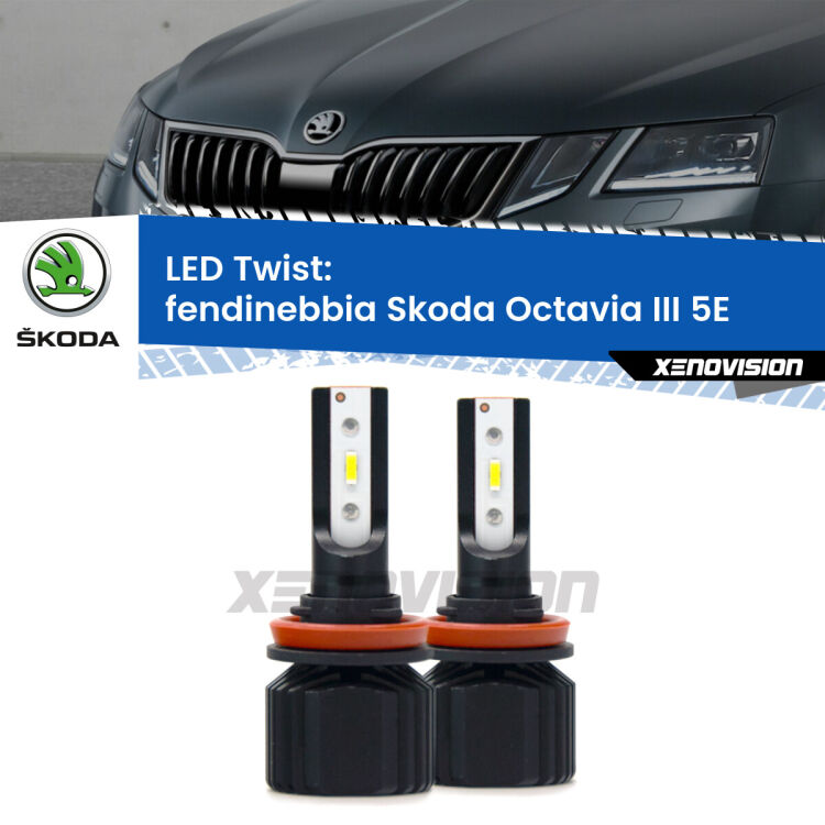 Fendinebbia LED Skoda Octavia III 5E 2012 - 2018: Twist 11,000Lm <strong>Kit fendinebbia LED</strong> per <strong>Skoda Octavia III</strong> 5E 2012 - 2018. Compatte, impermeabili, senza ventola: praticamente indistruttibili. Top Quality.
