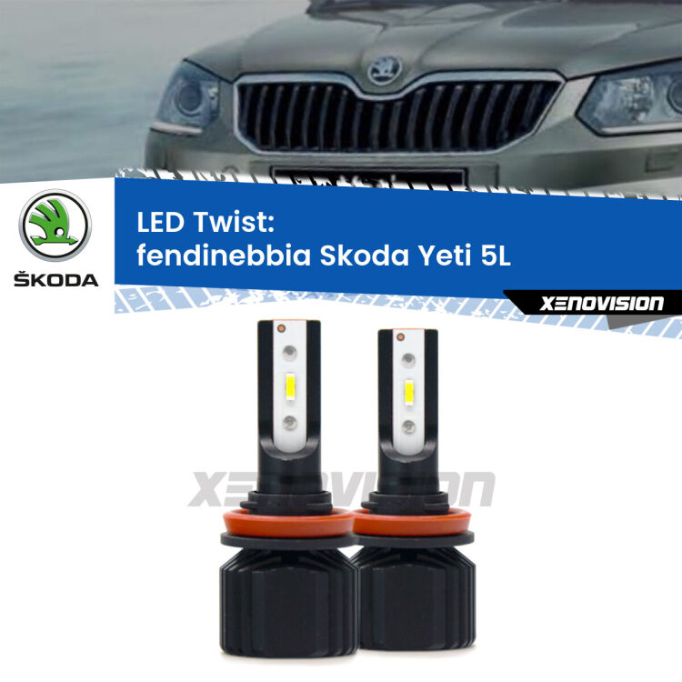 Fendinebbia LED Skoda Yeti 5L 2014 - 2017: Twist 11,000Lm <strong>Kit fendinebbia LED</strong> per <strong>Skoda Yeti</strong> 5L 2014 - 2017. Compatte, impermeabili, senza ventola: praticamente indistruttibili. Top Quality.
