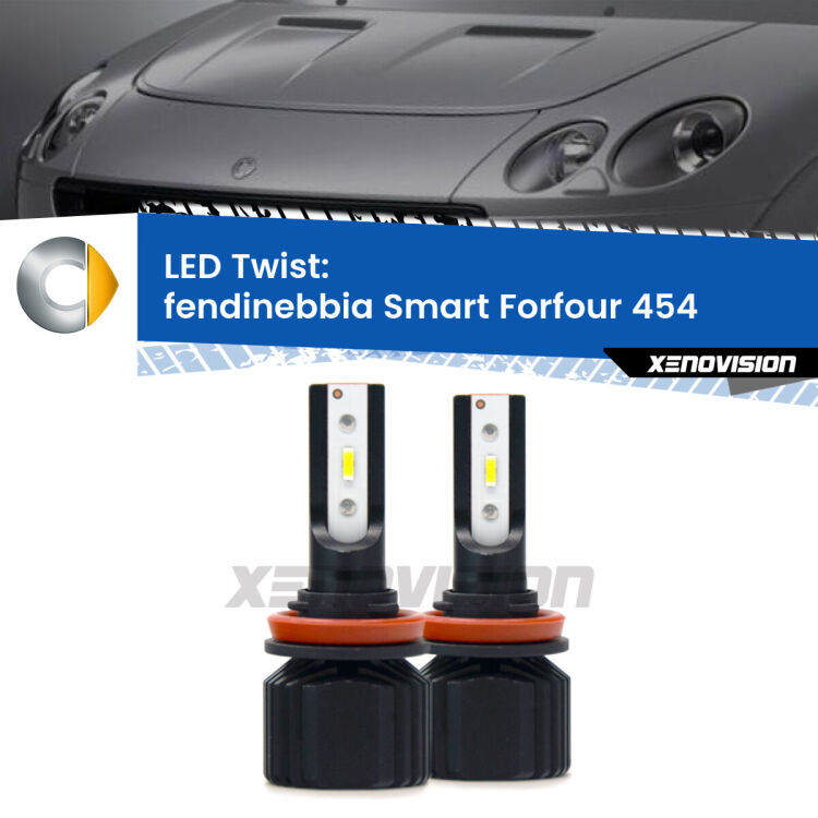 Fendinebbia LED Smart Forfour 454 2004 - 2006: Twist 11,000Lm <strong>Kit fendinebbia LED</strong> per <strong>Smart Forfour</strong> 454 2004 - 2006. Compatte, impermeabili, senza ventola: praticamente indistruttibili. Top Quality.