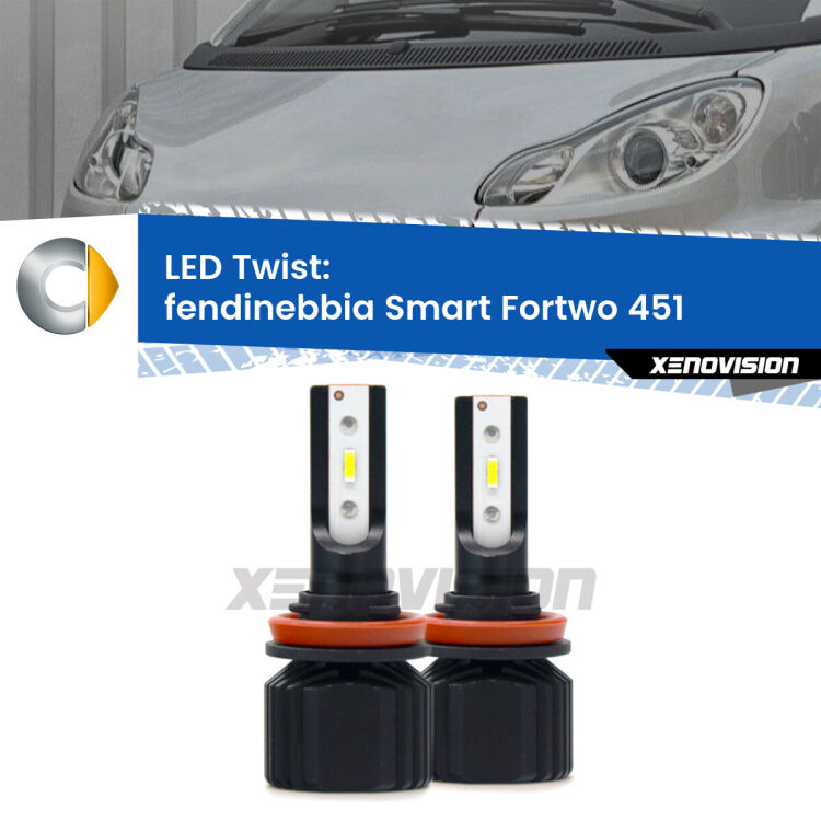 Fendinebbia LED Smart Fortwo 451 2007 - 2014: Twist 11,000Lm <strong>Kit fendinebbia LED</strong> per <strong>Smart Fortwo</strong> 451 2007 - 2014. Compatte, impermeabili, senza ventola: praticamente indistruttibili. Top Quality.