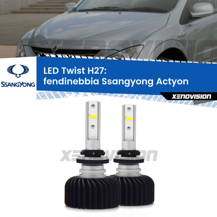 <strong>Kit fendinebbia LED</strong> H27 per <strong>Ssangyong Actyon</strong>  2006 - 2017. Compatte, impermeabili, senza ventola: praticamente indistruttibili. Top Quality.