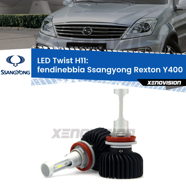 <strong>Kit fendinebbia LED</strong> H11 per <strong>Ssangyong Rexton</strong> Y400 2017 in poi. Compatte, impermeabili, senza ventola: praticamente indistruttibili. Top Quality.