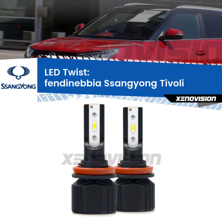 Fendinebbia LED Ssangyong Tivoli  2015 in poi: Twist 11,000Lm <strong>Kit fendinebbia LED</strong> per <strong>Ssangyong Tivoli</strong>  2015 in poi. Compatte, impermeabili, senza ventola: praticamente indistruttibili. Top Quality.