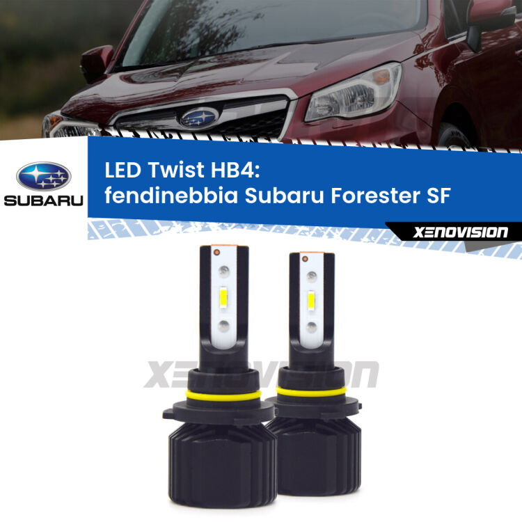 Fendinebbia LED Subaru Forester SF 1997 - 2002: HB4 11,000Lm <strong>Kit fendinebbia LED</strong> HB4 per <strong>Subaru Forester</strong> SF 1997 - 2002. Compatte, impermeabili, senza ventola: praticamente indistruttibili. Top Quality.