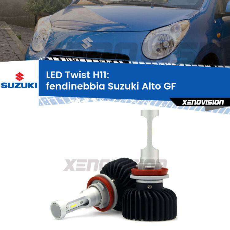 <strong>Kit fendinebbia LED</strong> H11 per <strong>Suzuki Alto</strong> GF 2009 in poi. Compatte, impermeabili, senza ventola: praticamente indistruttibili. Top Quality.